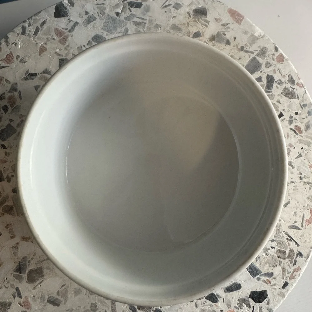 Vintage Apilco Porcelain France White Ribbed Soufflé Baking Dish Size Medium